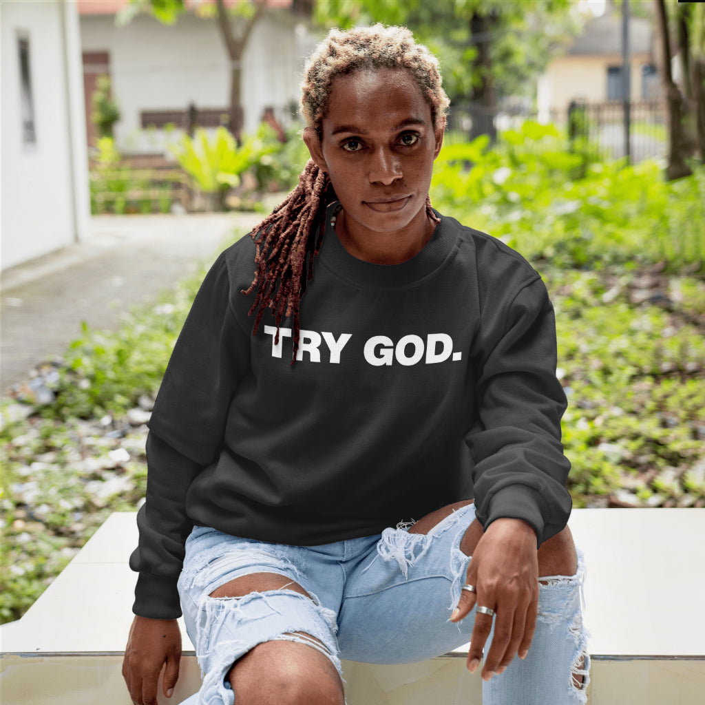 Classic Try God Crewneck Sweatshirt (Black)